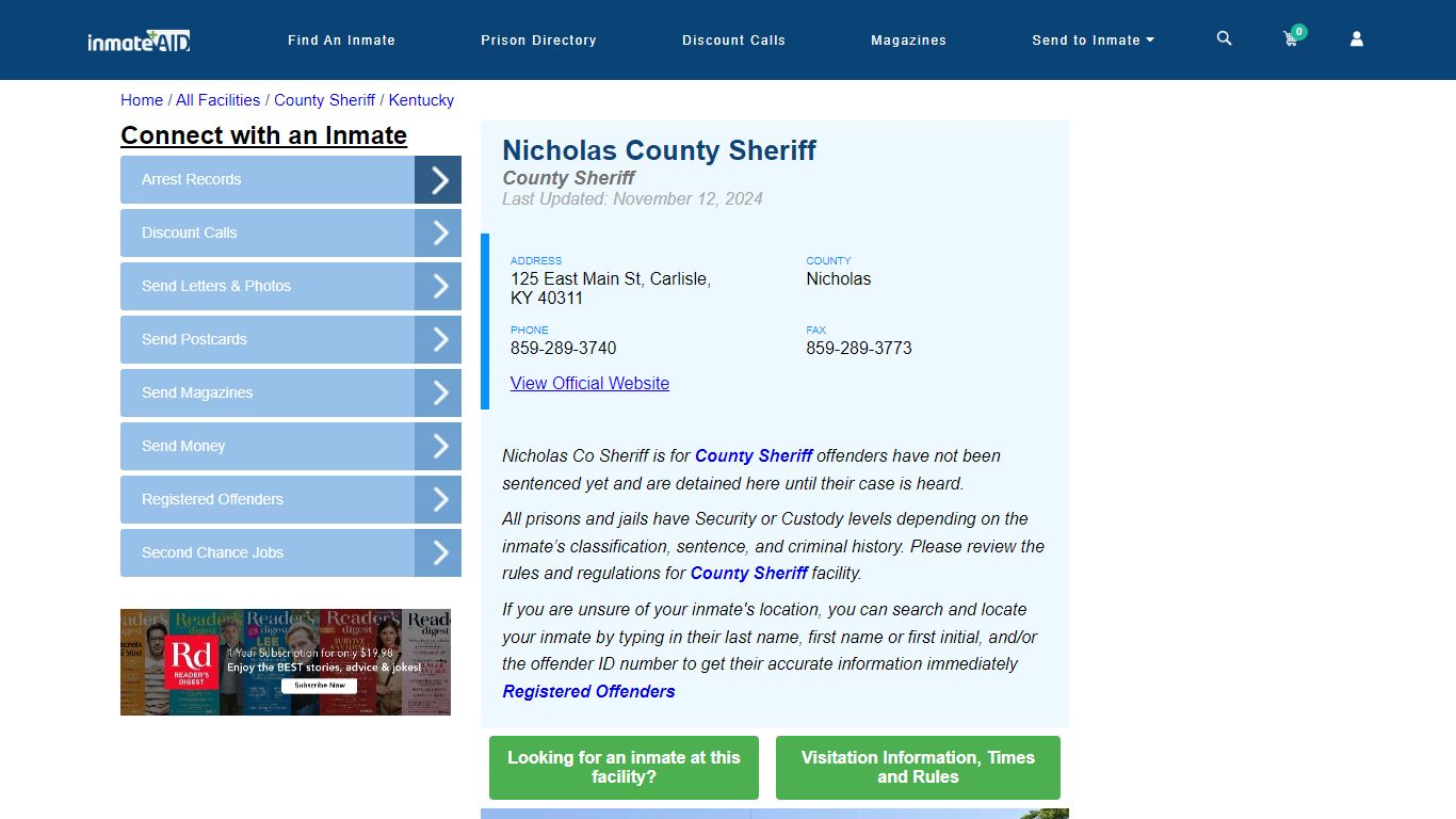 Nicholas County Jail - Inmate Locator